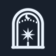 The Speak Friend app icon in dark mode: silver lines on night slate